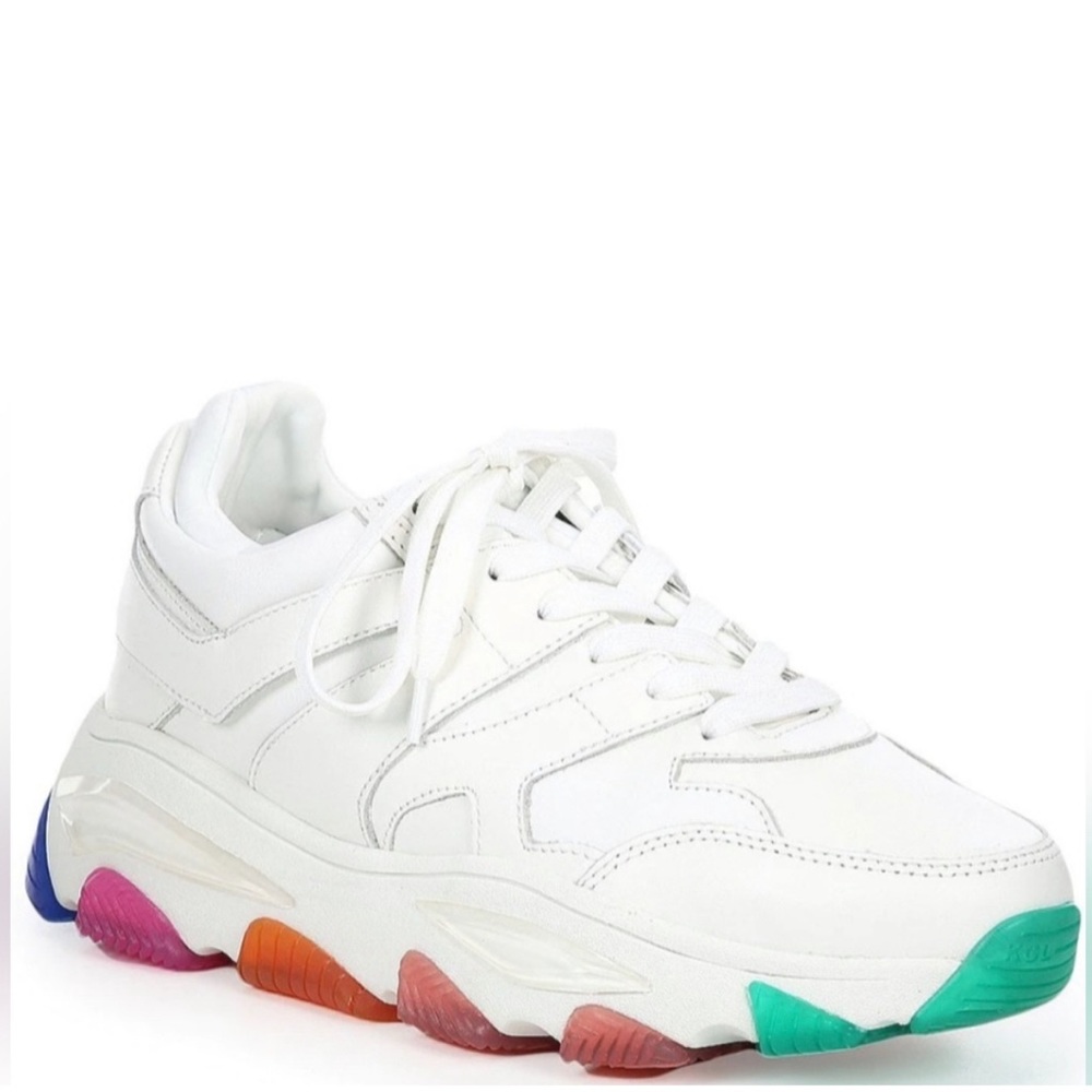 Kurt Geiger London Lettie Lace Up Rainbow Sole Sneakers 8.5